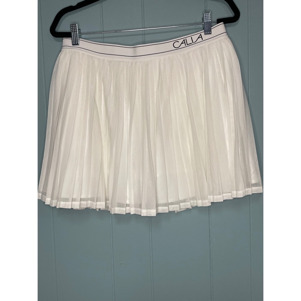 CALIA Pleated Mesh Tennis Skort Womens Medium White Excellent Active Mini Skirt
